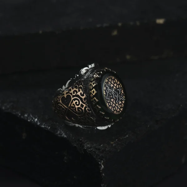 Harfli Taşlı Gümüş Yüzük