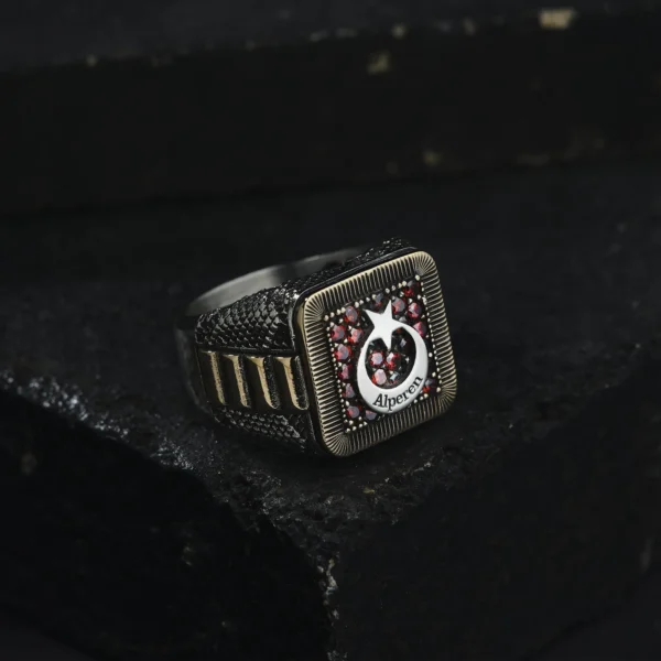 Ay Yıldızlı İsimli Gümüş Yüzük