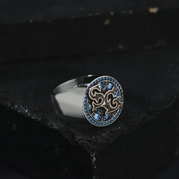 Harfli Mikro Taşlı Gümüş Yüzük