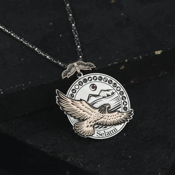 Kartal Gümüş Madalyon Kolye