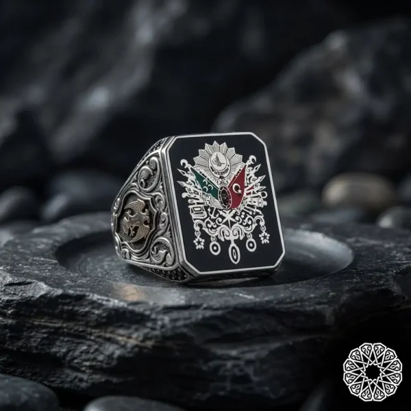 Osmanlı Sancağı Gümüş Yüzük Modeli