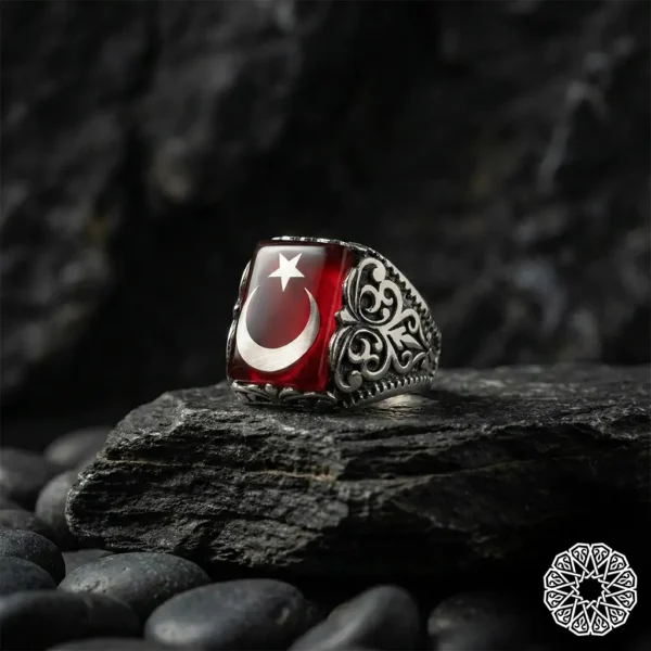 Ay Yıldız Gümüş Yüzük Modeli