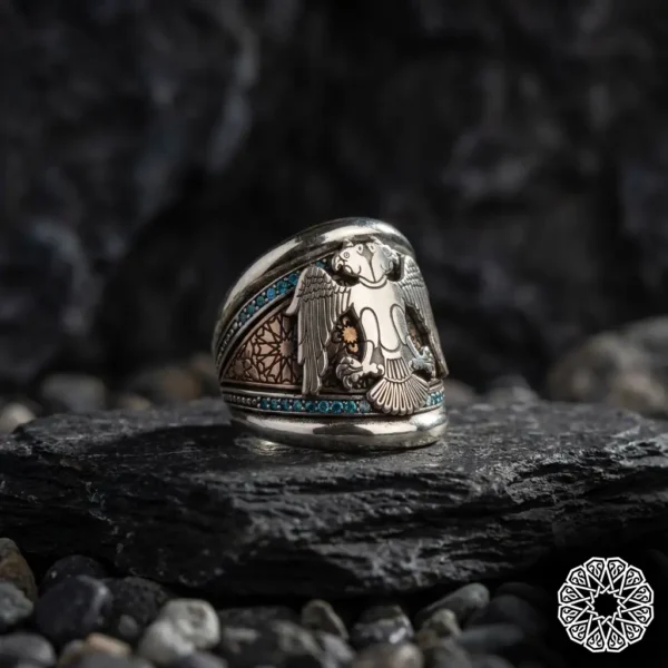 Çift Başlı Kartal Gümüs Erkek Yüzük Modeli